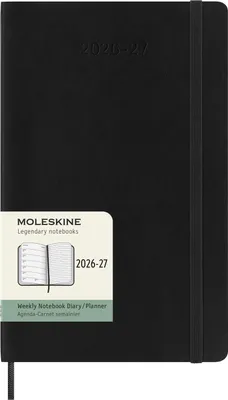 Produktbild von Moleskine 18 Monate Wochenkalender 2026/2027, L/A5, 1 Wo = 1 Seite, Rechts Linierte Seite, Weicher Einband, Schwarz