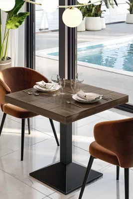 Produktbild von CPL | Bistro Tisch | B:T 70 x 70 cm | H 82 cm | Walnuß | Gestell: Schwarz | Bistrotisch Gastro Tisch