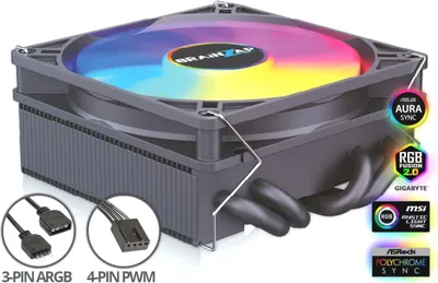 Produktbild von BRAINZAP ITX CPU Kühler 45 mm A-RGB 4-PIN PWM 130W TDP Fan Lüfter Intel LGA 1150 1151 1155 1156 1200 1366 2011 1700 - AMD AM2 AM3 AM4 AM5 FM1 FM2