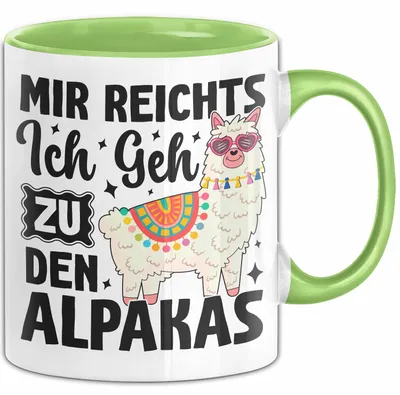 Produktbild von Mir Reichts Ich Geh Zu Den Alpakas Tasse Geschenk Für Llama Alpaka Liebhaber Kaffee-Becher (Grün)
