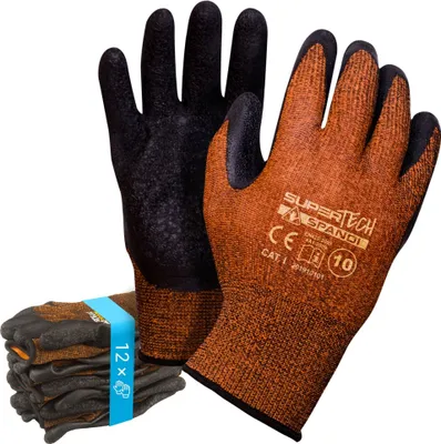 Produktbild von 12 Paar Arbeitshandschuhe Montagehandschuhe mit Latexbeschichtung Garten Größe 9
