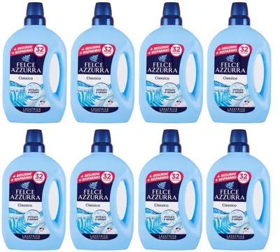 Produktbild von 8er-Pack Felce Azzurra Lavatrice Classico,Waschmaschine Flüssig Flüssigwaschmittel für die Waschmaschine Wirksam bei Kälte, für Weiß- und Buntwäsche,32 Wäschen 1595ml
