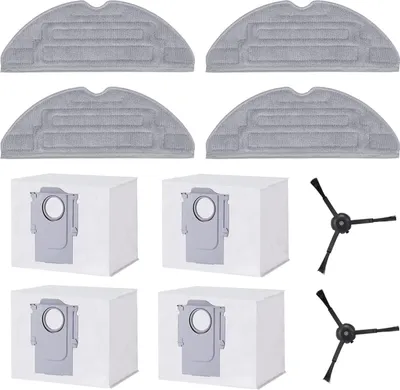 Produktbild von Zubehör Set für Roborock S8 Pro Ultra, 4 Staubbeutel 4 Wischtücher Mopp 2 Seitenbürsten, Ersatzteile Saugroboter Zubehör