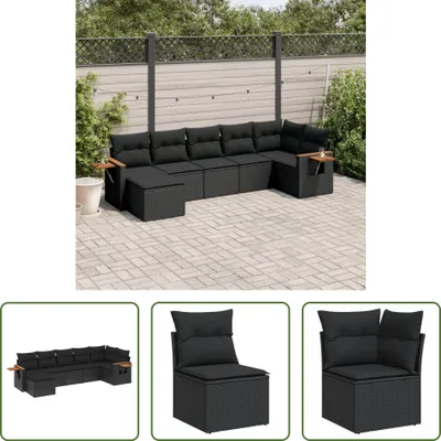 Produktbild von The Living Store 7-tlg. Garten-Sofagarnitur mit Kissen Schwarz Poly Rattan