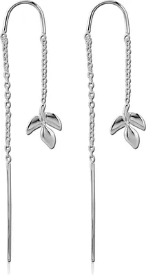 Produktbild von viva-adorno Damen Ohrringe Durchzieher Blätter Ketten Ohrhänger echt 925 Sterling Silber Z542.3er Blatt