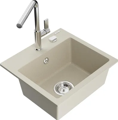 Immagine prodotto di Mexen Milo lavello in granito a 1 vasca con rubinetto da cucina Flora, beige - 6505-69-670401-00