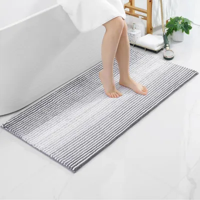 Immagine prodotto di Tappeto da bagno in chenille, 60 x 120 cm, grigio, assorbente, antiscivolo, lavabile