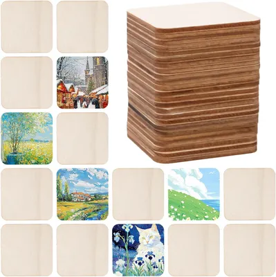 Obrázok produktu pre Drevené dosky, štvorcové, 5 x 5 cm, 150 kusov, vhodné na kreatívne projekty