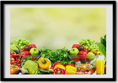 Produktbild von Bild - Bilderrahmen - 100 cm x 70 cm - MDF - Rahmen - Foto - Wandkunst Früchte und Gemüse
