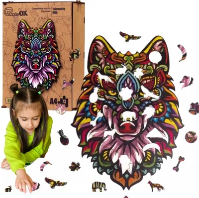Produktbild von Holzpuzzle Geheimnisvoller Wolf Farbpuzzle Pua4-00711