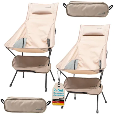 Produktbild von Skandika Campingstuhl Solig 2er Set | Klappstuhl faltbar, 120 kg belastbar, Stahlrahmen, Rückenlehne gepolstert, Mesh-Einsätze | Campingstühle