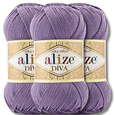 Image de Alize 3 x 100 g de laine Diva, unie, crochet, tricot (622)