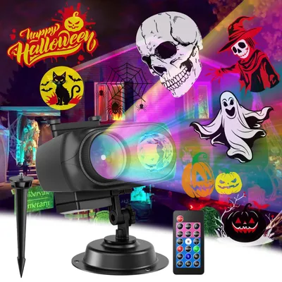 2-in-1 Hologrammprojektor, 12 Dias, 8 Motive, 10 Farben, Timer