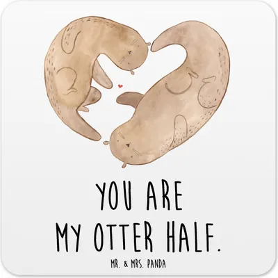 Produktbild von Mr. & Mrs. Panda Untersetzer für Gläser Otter Herz 6er Set - Weiß - Geschenk, Coaster, Tassenuntersetzer, Glas-Untersetzer, Liebe, Tischuntersetzer, Paar