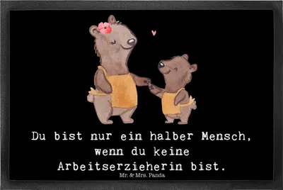 Produktbild von Mr. & Mrs. Panda Schmutzfangmatte Arbeitserzieherin Herz 40 x 60 cm - Schwarz - Geschenk, Fußabstreifer, Studium, fußmatte, Ausbildung, Fußabtreter, Bodenvorleger, Beruf