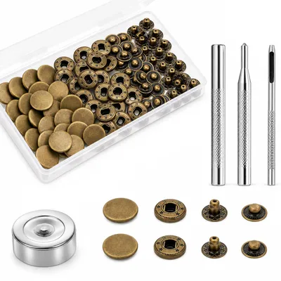 Metall-Druckknopf-Set, 24-teilig, 15 mm, mit Montagewerkzeug