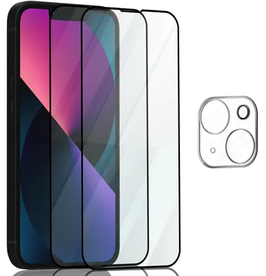 Produktbild von 2-Pack iPhone 13 Mini Displayschutzfolie & 1-Pack Kameraschutz - Gehärtetes Glas 9H - Super Qualität 3D