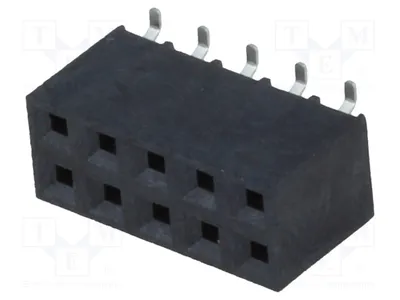 Image de 2 prises femelles verticales, broches : 10, 2,54 mm. 2 x 5 connecteurs ZL264-10DG, barrettes et connecteurs à broches