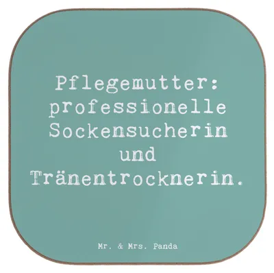 Produktbild von Mr. & Mrs. Panda Untersetzer für Gläser Spruch Pflegemutter Heldin - Meeresbrise - Geschenk, gläseruntersetzer, Fürsorglichkeit, bar, Alltagsheldin, Tassenuntersetzer