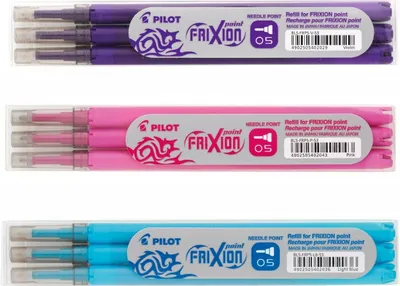 Produktbild von Pilot Frixion Point Ersatzminen 0.5 - 3x violett, 3x pink, 3x hellblau