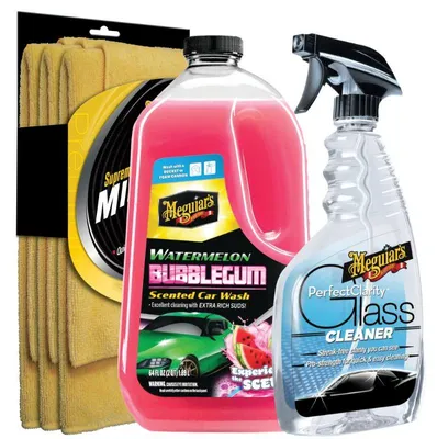 Produktbild von Meguiar's Watermelon Wash + Perfect Clarity Glass Cleaner + 3x Supreme Shine Set