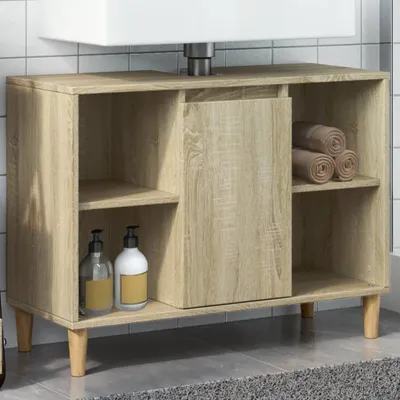 Produktbild von "2026 Promotion" Badschrank - Badezimmerschrank - Sonoma-Eiche 80x33x60 cm Holzwerkstoff - Badezimmer CC31784