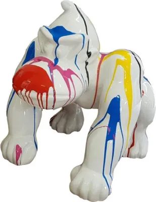 Zdjęcie produktu dla Casa Padrino Designerska Figura Dekoracyjna Małpa Goryl Biała / Wielokolorowa wys. 70 cm - Odporna na warunki atmosferyczne rzeźba dekoracyjna - Dekoracja tarasu w ogrodzie w salonie