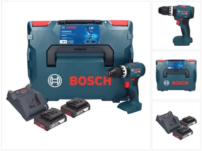Zdjęcie produktu dla Bosch GSB 18V-45 akumulatorowa wiertarko-wkrętarka udarowa 18 V 45 Nm ( 06019K3303 ) bezszczotkowa + 2x akumulator 2,0 Ah + ładowarka + L-Boxx