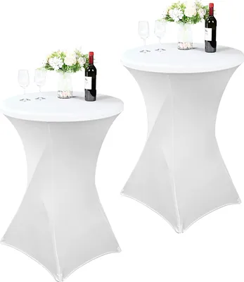 Obrázek produktu pro 2 ks stojanových stolních potahů stojanové stoly Elastanové elastické ubrusy, pro bistro stůl Ø 70-75 cm, pro kulatý stůl svatební narozeninová oslava banketová stolní dekorace (70x110 cm, bílá)