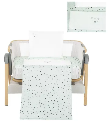 Produktbild von Kikkaboo Babybettwäsche Set Bear with me 3-teilig Decke 85 x 55 Kissen 45 x 35 grün
