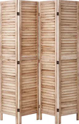 Produktbild von SucceBuy-Raumteiler aus Holz – 4 Paneele, 169 cm hoch, faltbarer Sichtschutz mit Lamellen für eine stilvolle Raumaufteilung zu Hause und im Büro