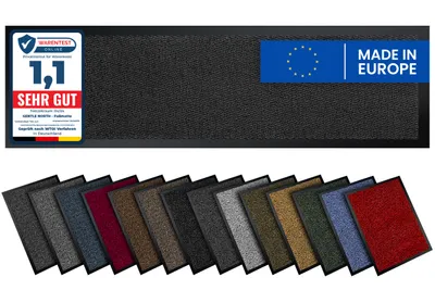 Produktbild von Hochwertige graue-schwarze Fußmatte 90x300 cm – rutschfest, waschbar, wetterfest – ideal für Innen, Außen und den Eingangsbereich