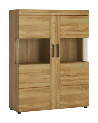 Produktbild von Vitrine Cortina CNAV01, 2-türig, Grandson Eiche, HxBxT 133x101,9x37,4 cm, mit Glaseinsätzen und Softclose