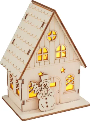 Produktbild von VBS Holzbausatz "Haus mit Schneemann", 9-tlg., inkl. LED
