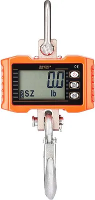 Immagine prodotto di Bilancia digitale industriale sospesa, portata 2200 lbs/1000 kg, robusta, in alluminio, con display LCD, telecomando, alta precisione, ideale per edilizia, industria, agricoltura, caccia (arancione)