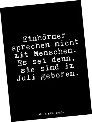 Produktbild von Mr. & Mrs. Panda Postkarte Einhörner sprechen nicht mit... - Schwarz - Geschenk, Ansichtskarten, bildkarte, Postkarten, Unicorn, Geburtstag Juli, Ansichtskarte, Grußkarte