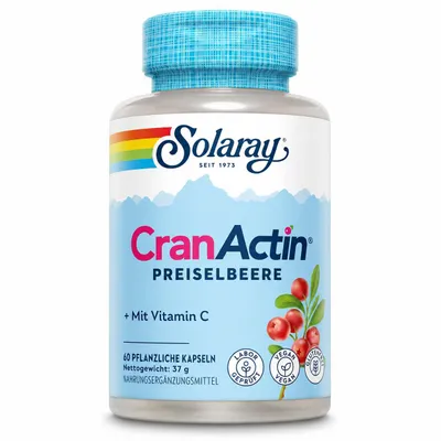 Immagine prodotto di Solaray CranActin® Cranberry con Vitamina C – 60 capsule vegane – Concentrato di cranberry ad alto dosaggio – 400 mg di cranberry & 30 mg di vitamina