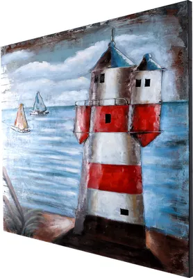 Produktbild von Wandbild Leuchtturm 3D Bild Metallbild Relief Unikat Metall Handarbeit B=83cm