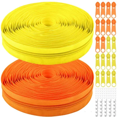 Reißverschluss-Set 9,1 m, #5, Nylon, 20 Schieber, weiß