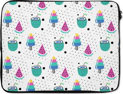 Produktbild von MuchoWow® Laptop Hülle 17 Zoll Laptoptasche Muster - Eiscreme - Wassermelone - Zipper - Schutzabdeckung