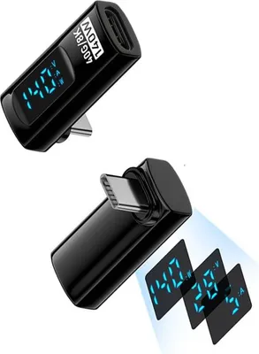 Produktbild von INF 240W USB-C Buchse auf USB-C Stecker Adapter mit Digitalanzeige (2er-Pack)