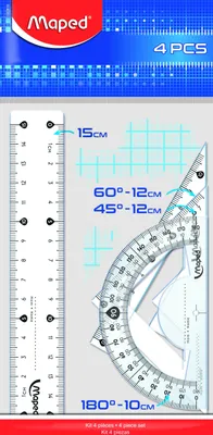 Image de Maped Zestaw Geometryczny Start - Idealne Narzędzie dla Młodych Konstruktorów : Linijka, 2 Ekierki i Kątomierz w Zestawie Do Precyzyjnych Pomiarów !