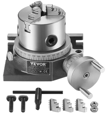 Drehtisch für Fräsmaschinen 100 mm, horizontal-vertikal, 3-Backenfutter 80 mm