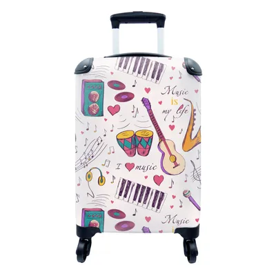 Produktbild von MuchoWow® Koffer Handgepäck Trolley Rollkoffer Kleine Reisekoffer mit 4 Rollen - Musik - Instrumente - Zitate - Cabin Size < 55x40x23 cm & 55x40x20 cm - Fotokoffer - Kabinenkoffer - Boardgepäck - Reise-Box - Reisekoffer - Reisegepäck - Koffer mit Bild - Trolley für Kinder