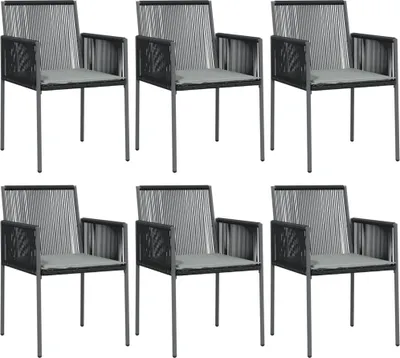 Produktbild von vidaXL Gartenstühle mit Kissen 6 Stk. Schwarz 54x60,5x83,5 cm