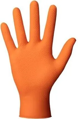 Produktbild von Nitrilhandschuhe puderfrei latexfrei 2-3x dicker Diamanttextur MERCATOR GoGrip, Größe:XL - 500 Stück, Farbe:GoGrip Orange