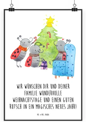 Produktbild von Mr. & Mrs. Panda Bild Weihnachten Smörle DIN A1 - Weiß - Geschenk, Tannennadeln, drucke, Kunstdruck, Plakat, Weihnachtsbaum, wanddeko, Wandbild, Pfefferminzstange