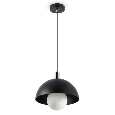 Obrázek produktu pro LUXOLLUXOLAR, závěsné svítidlo, GPendelleuchte, LUXOLAR, závěsné svítidlo, černá chromovaná barva, patice G9, průměr 30 cm, skleněná koule, bílá/černá, chromovaná, matná skleněná koule, polokoule, 30 cm