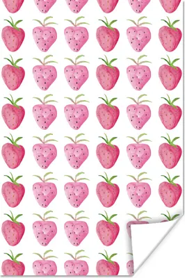 Produktbild von MuchoWow® Poster Erdbeeren - Aquarell - Weiß 60x90 cm - Wanddekoration
