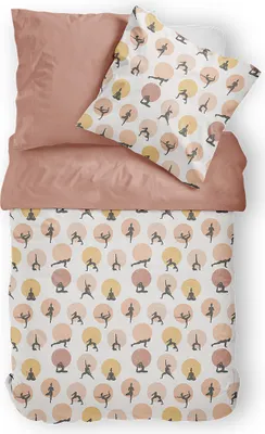 Produktbild von Dormabell Satin Bettwäsche 155x220 Yoga Gymnastik Punkte Wende creme puder